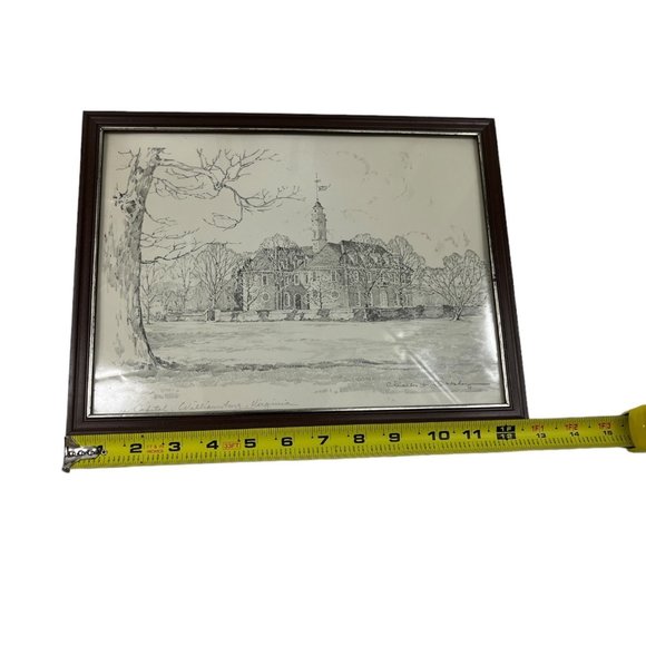 Vintage Framed Drawing The Capitol Williamsburg Virginia Signed Charles H Overly - Picture 14 of 15